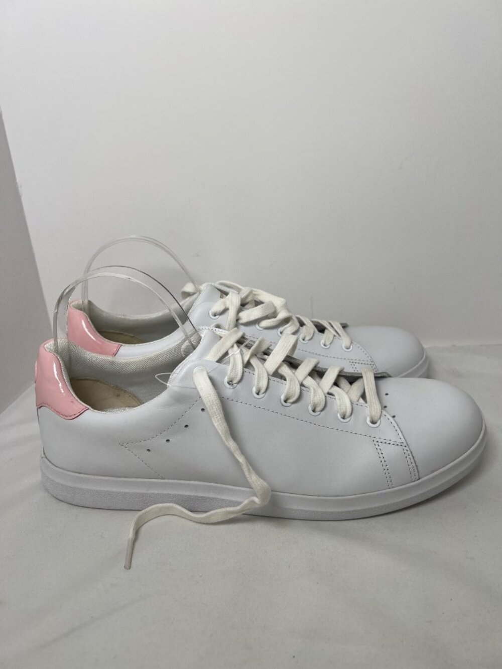 Tory Burch Howell Court Sneaker White Leather Petunia Pink Sz 13